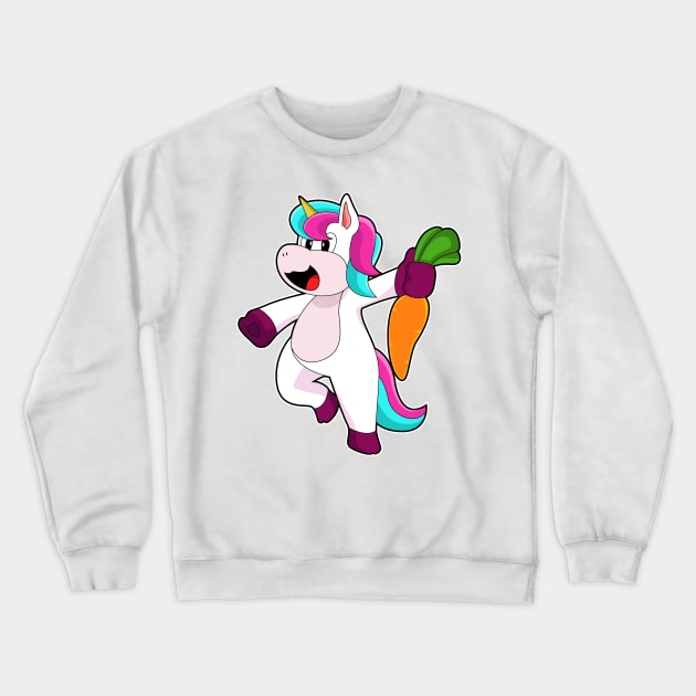 Unicorn with Carrot Crewneck Sweatshirt by Markus Schnabel